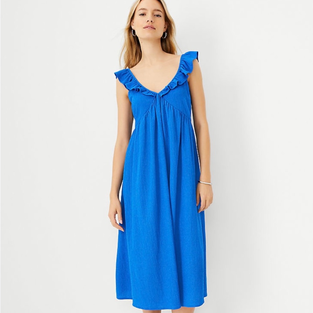 NWT Ann Taylor Ruffle V-Neck Flare Dress - XXSP